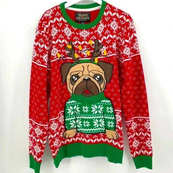 HAPPY HOLIDAYS CHRISTMAS  SWEATER - Picture 1 of 3